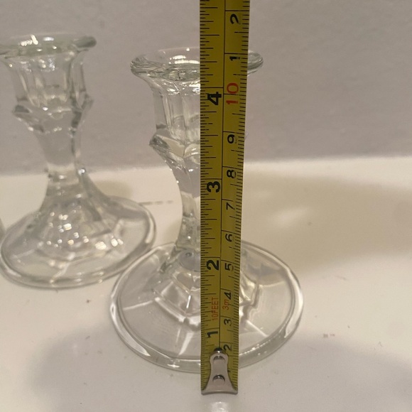 Vintage Clear 4.25” Glass Candlesticks- Set of 4 - Picture 9 of 10